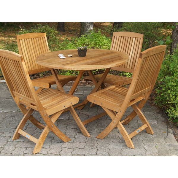 Teak Braxton Folding Side Chair by Three Birds Casual - Image 2